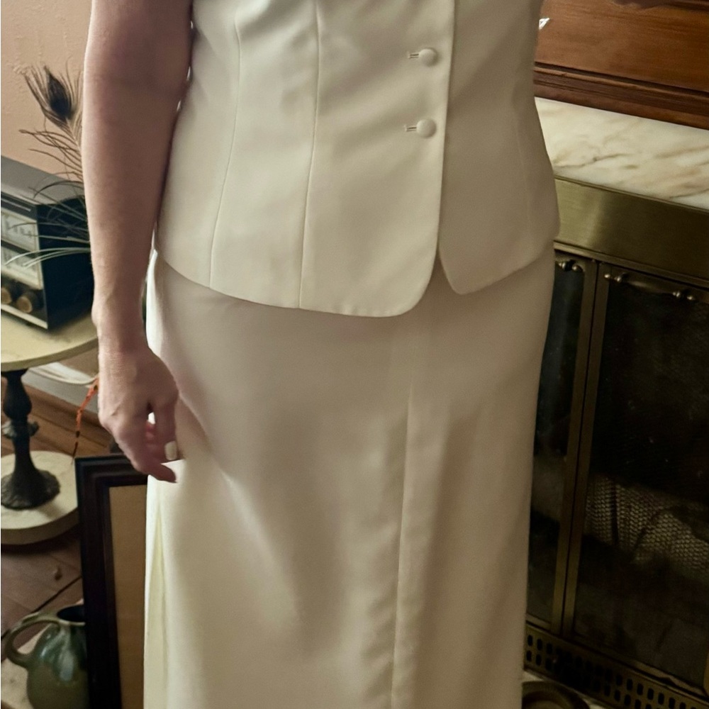 Le Suit Cream Midi Two Piece Suit